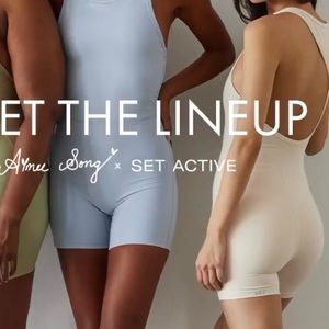SET Active x Aimee Song Luxform Asymmetrical bodysuit in Crema (L)